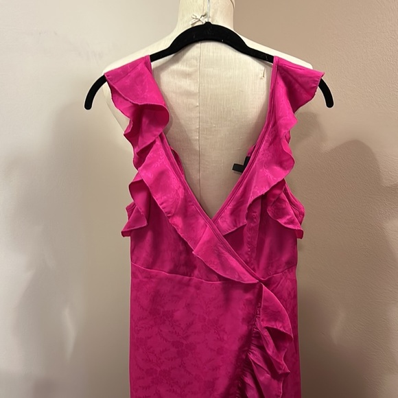 TOPSHOP Fuchsia Wrap Dress Layered with Ruffles size 0 - Picture 9 of 13